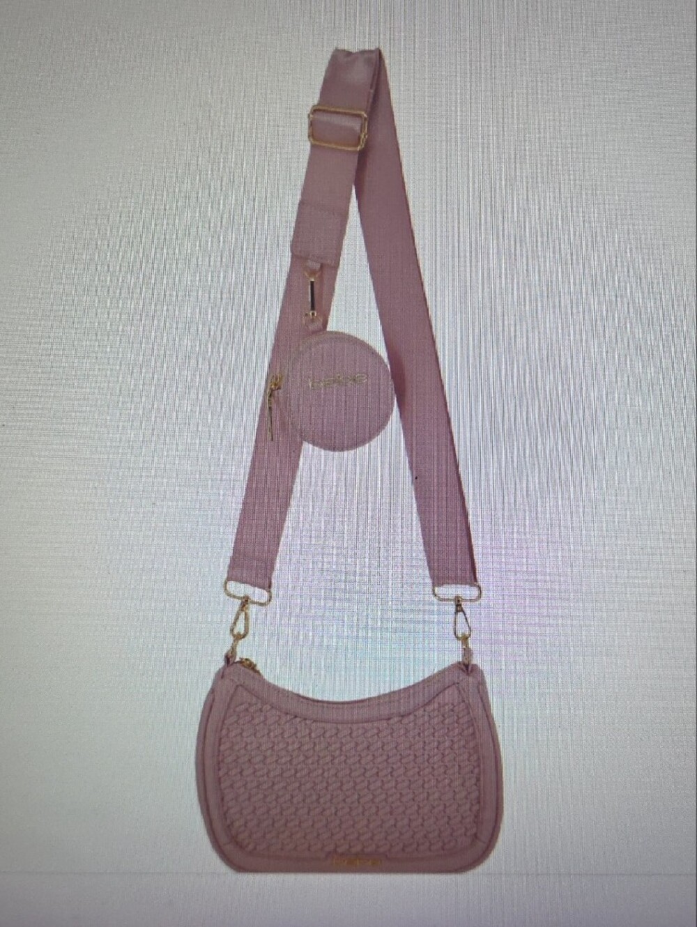 NWT bebe Blush Pink Woven Crossbody with Detachable Coin Pouch